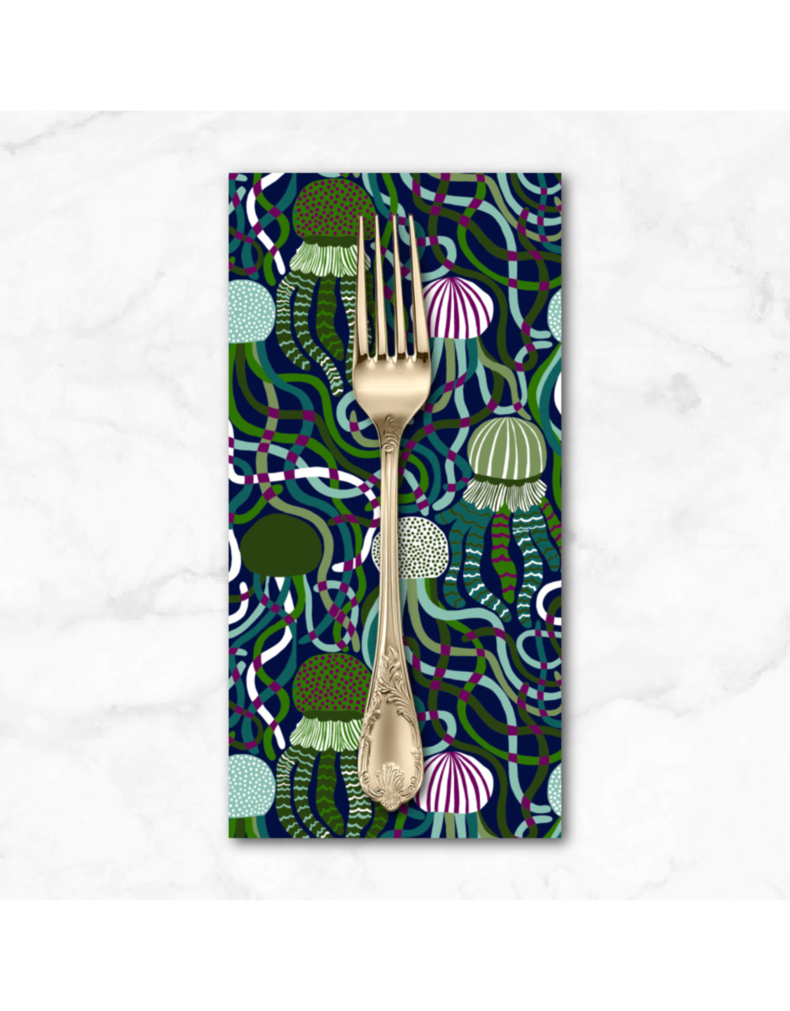 PD'S Free Spirit Collection Rising Tide, Abyss in Green, Dinner Napkin