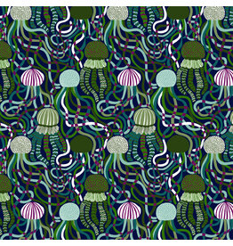 Monika Forsberg Rising Tide, Abyss in Green, Fabric Half-Yards