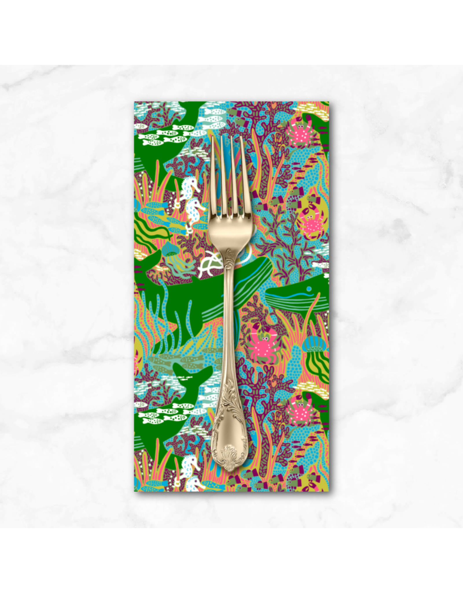 PD'S Free Spirit Collection Rising Tide, Currents in Green, Dinner Napkin