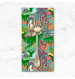 PD'S Free Spirit Collection Rising Tide, Currents in Green, Dinner Napkin