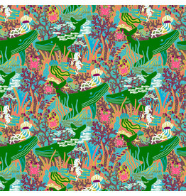 Monika Forsberg Rising Tide, Currents in Green, Fabric Half-Yards
