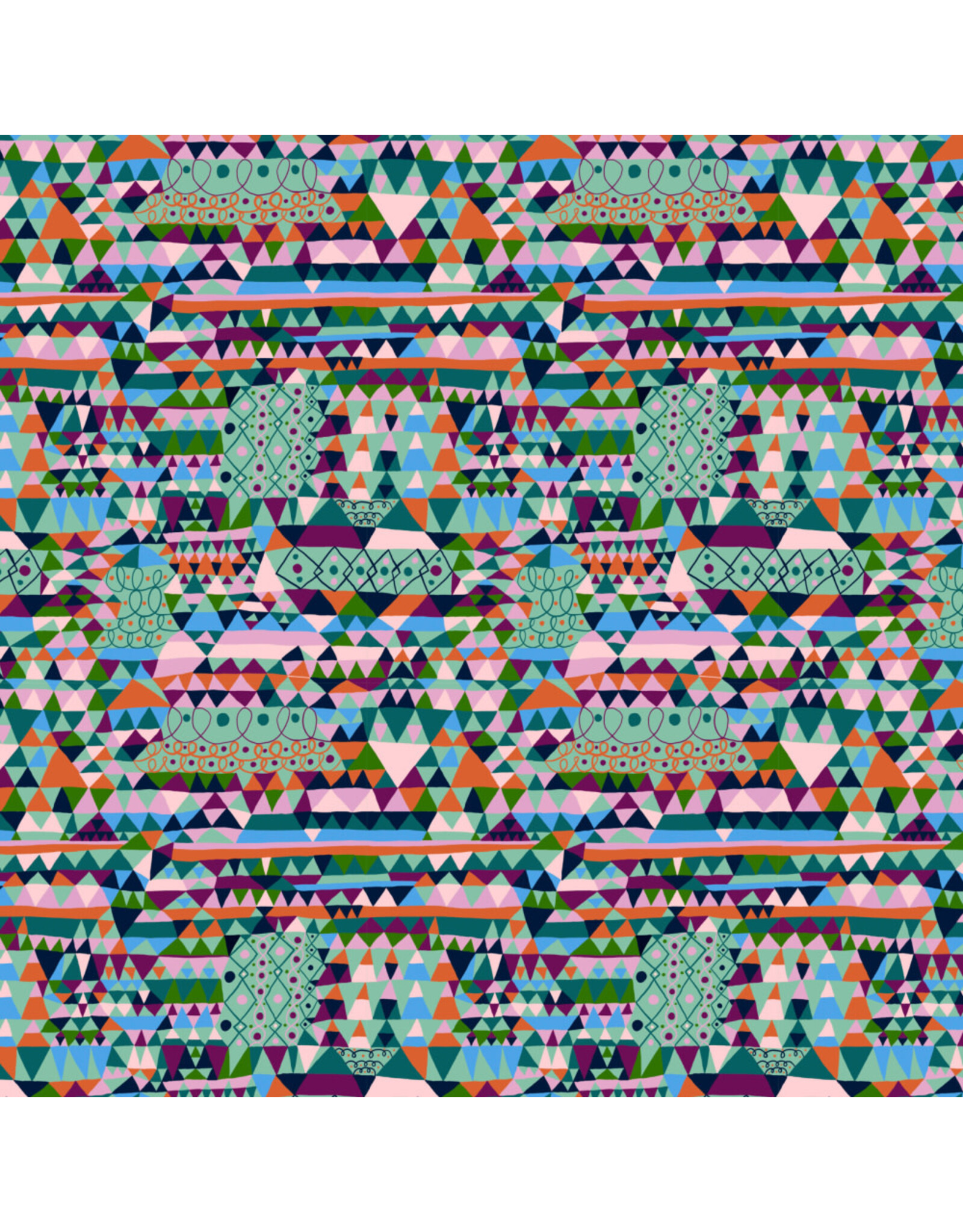 Monika Forsberg Rising Tide, Ripple in Mint, Fabric Half-Yards