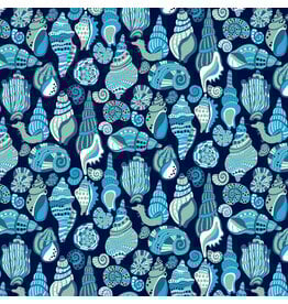 Monika Forsberg Rising Tide, Rock Pool in Blue, Fabric Half-Yards