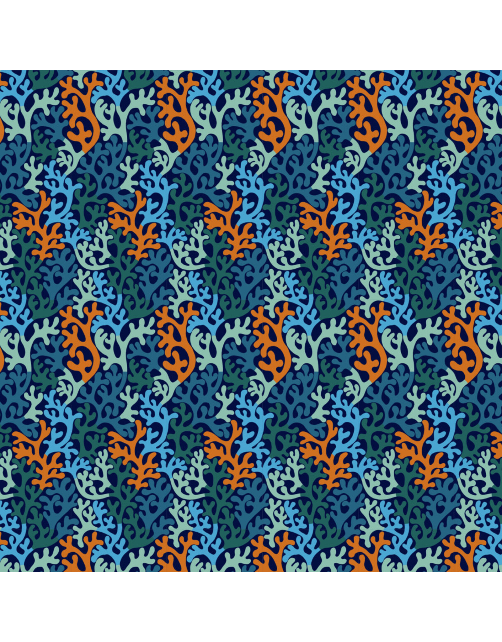 Monika Forsberg Rising Tide, Seagrass in Blue, Fabric Half-Yards