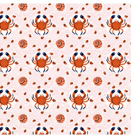 Monika Forsberg Rising Tide, Shore Line in Pink, Fabric Half-Yards