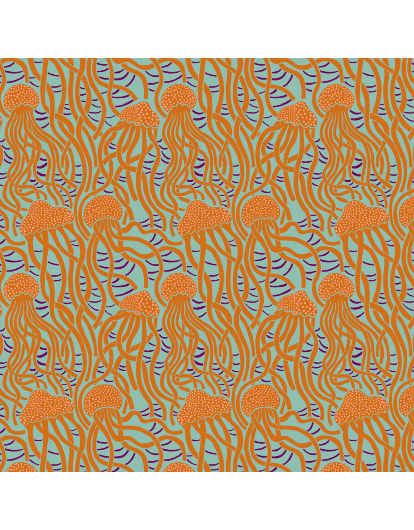 Monika Forsberg Rising Tide, Tidal in Mint, Fabric Half-Yards