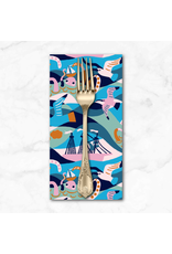 PD'S Free Spirit Collection Rising Tide, Waves in Blue, Dinner Napkin