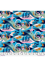 Monika Forsberg Rising Tide, Waves in Blue, Fabric Half-Yards