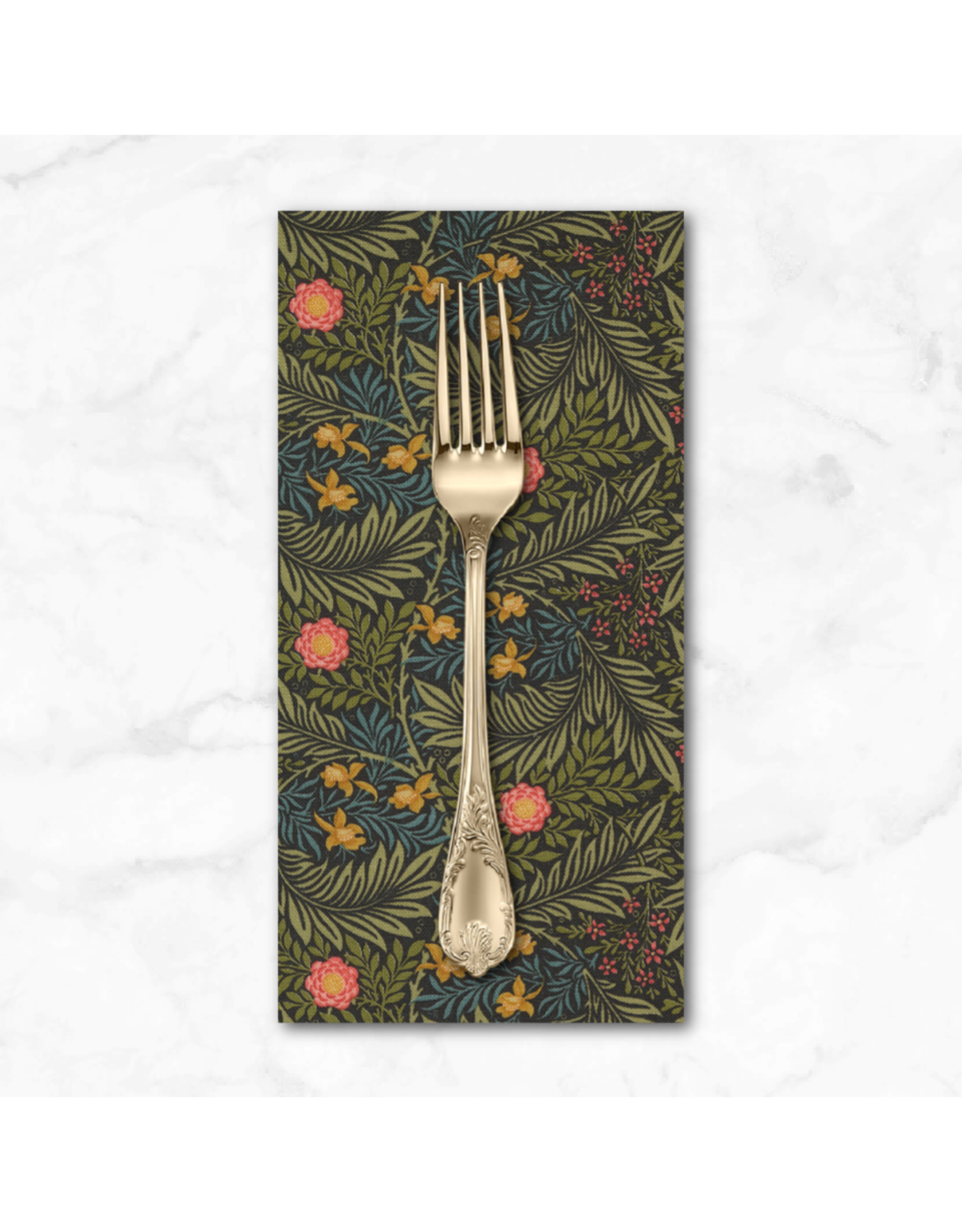PD's Barbara Brackman Collection Morris Manor, Best of Morris, Larkspur in Ebony, Dinner Napkin