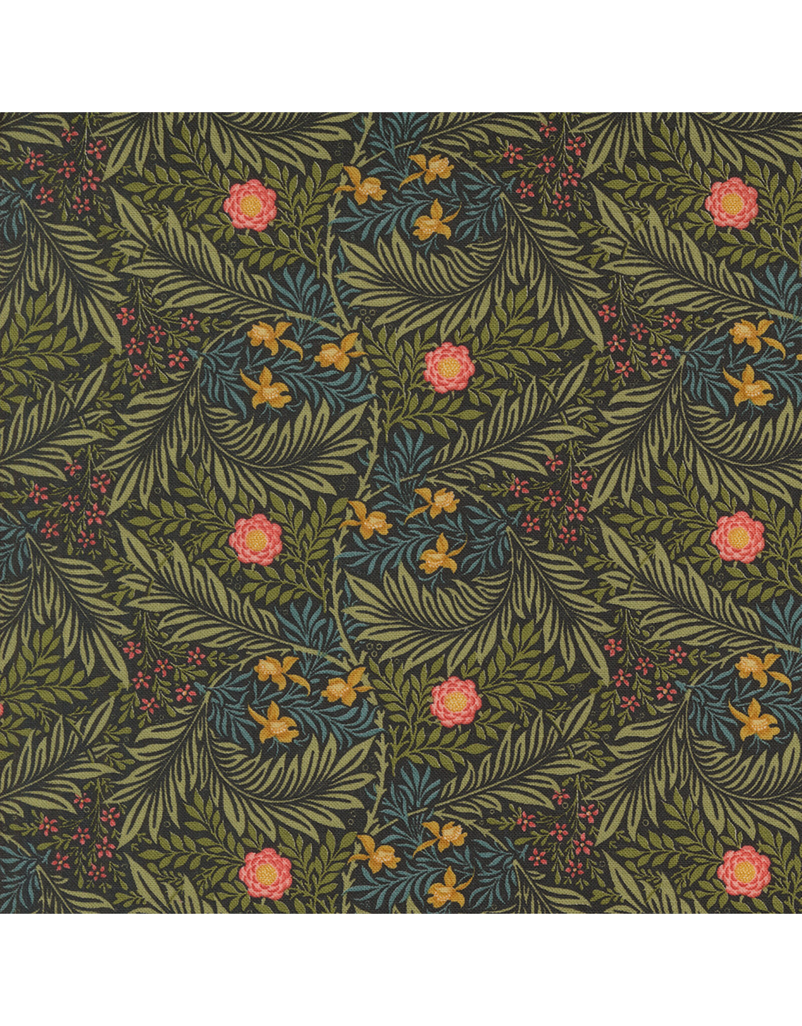 Barbara Brackman Morris Manor, Best of Morris, Larkspur in Ebony, Fabric Half-Yards