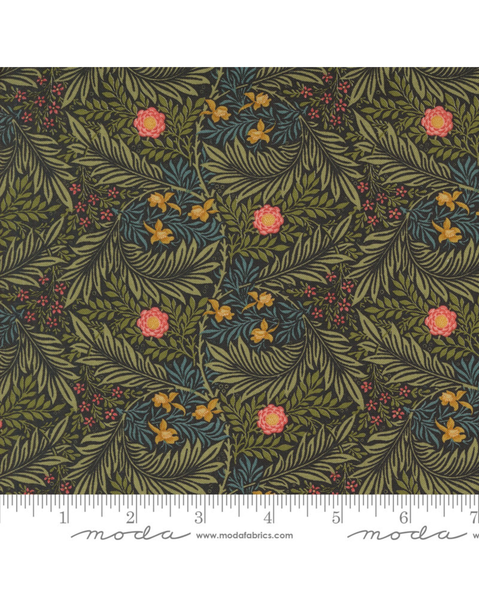 Barbara Brackman Morris Manor, Best of Morris, Larkspur in Ebony, Fabric Half-Yards