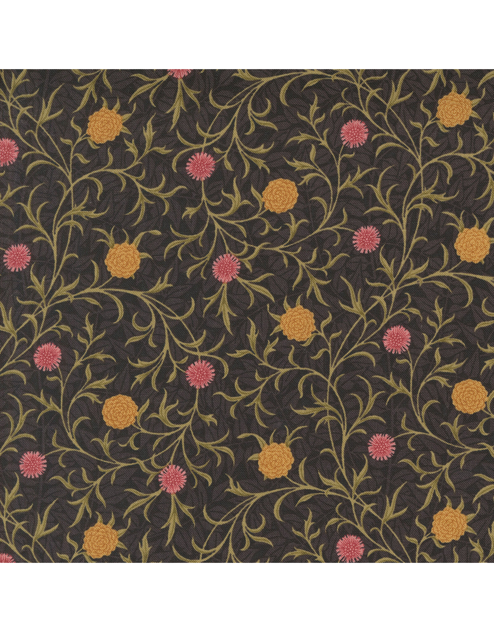 Barbara Brackman Morris Manor, Best of Morris, Scroll in Ebony, Fabric Half-Yards