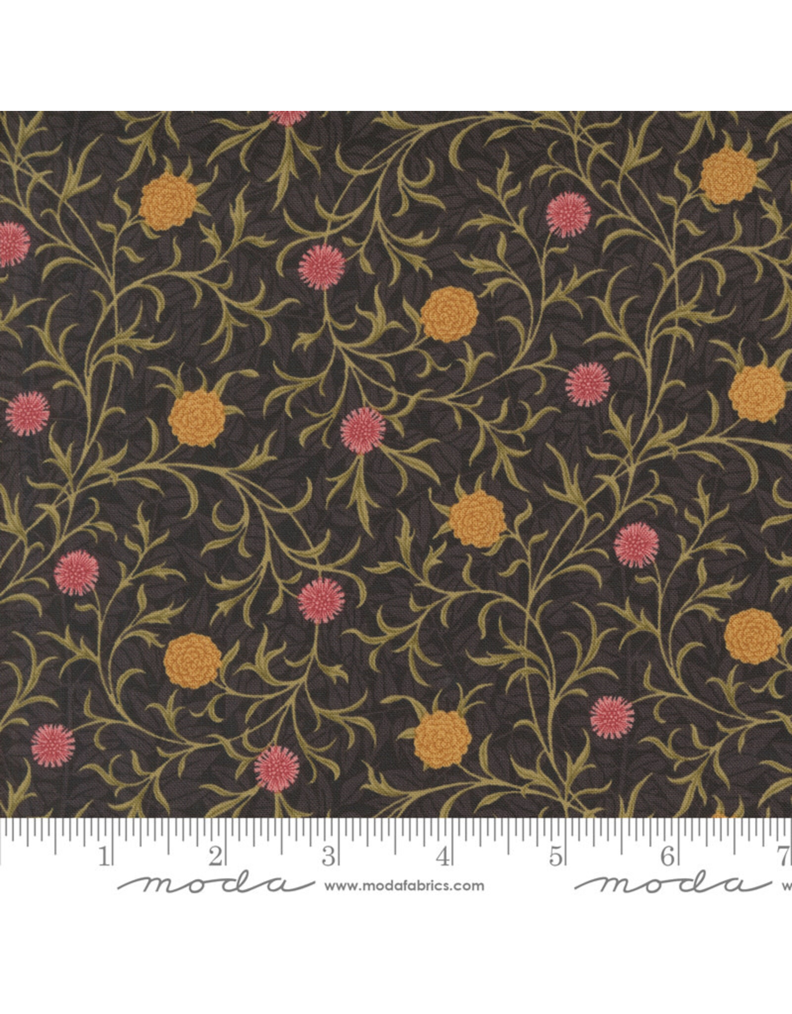 Barbara Brackman Morris Manor, Best of Morris, Scroll in Ebony, Fabric Half-Yards