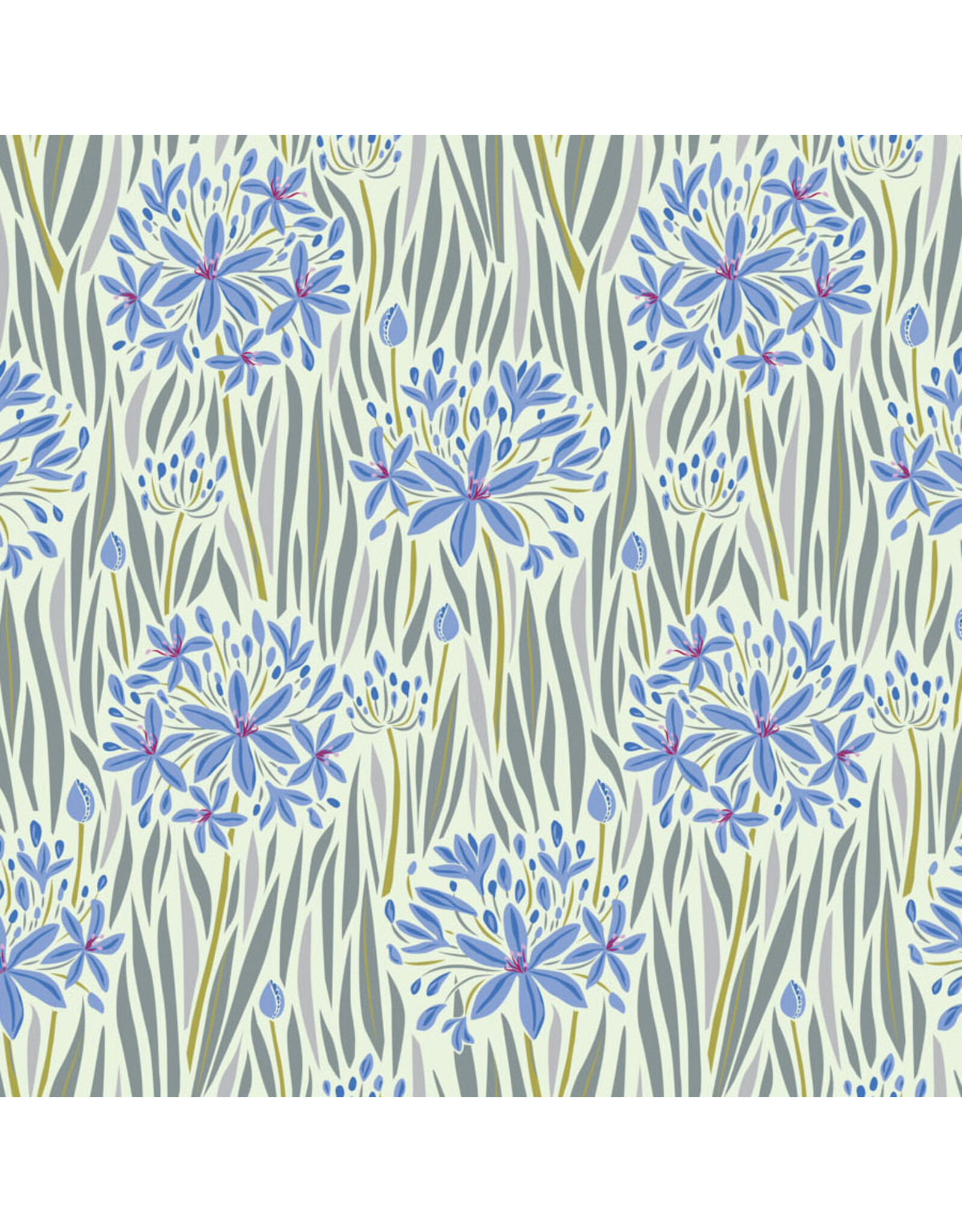 Kathy Doughty Rayon, Wandering Eye, Agapantha in Cool, Fabric Half-Yards