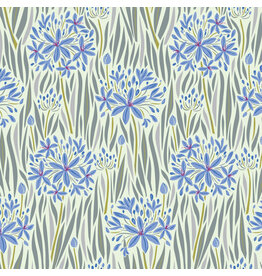 Kathy Doughty Rayon, Wandering Eye, Agapantha in Cool, Fabric Half-Yards