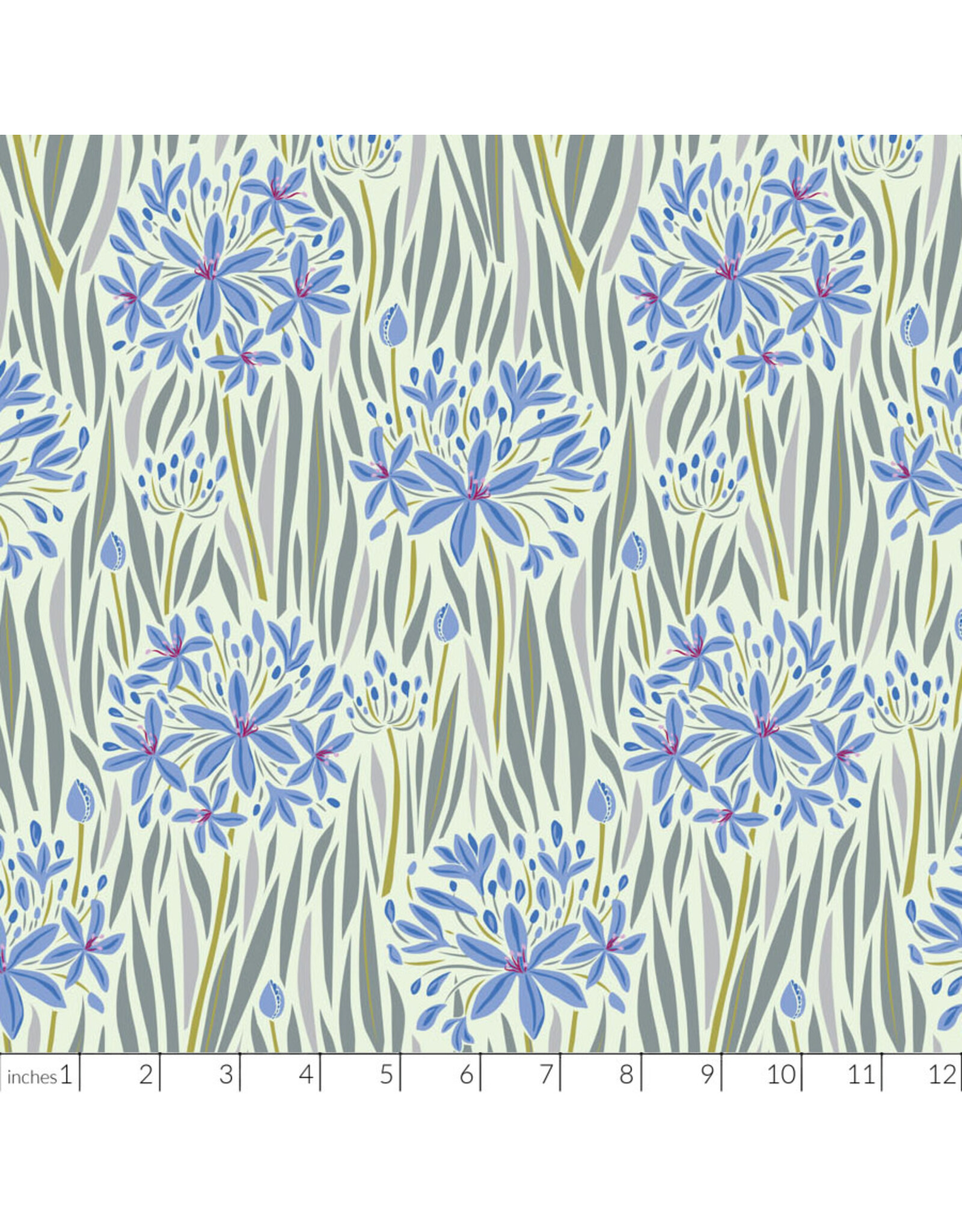 Kathy Doughty Rayon, Wandering Eye, Agapantha in Cool, Fabric Half-Yards