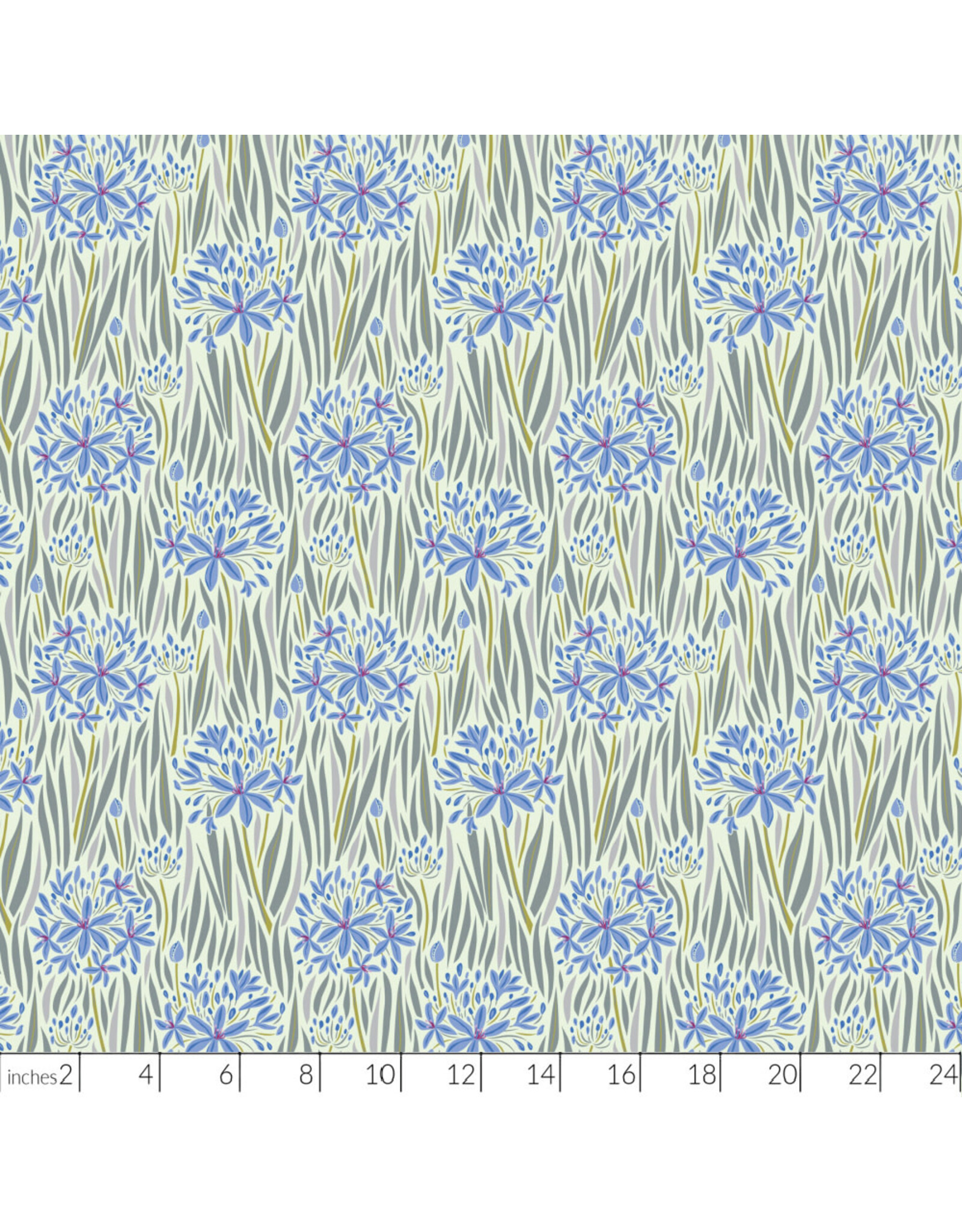 Kathy Doughty Rayon, Wandering Eye, Agapantha in Cool, Fabric Half-Yards