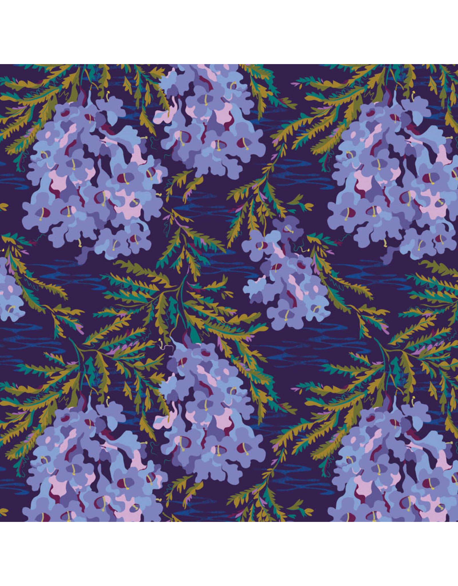 Kathy Doughty Wandering Eye, Jacaranda in Cool, Fabric Half-Yards