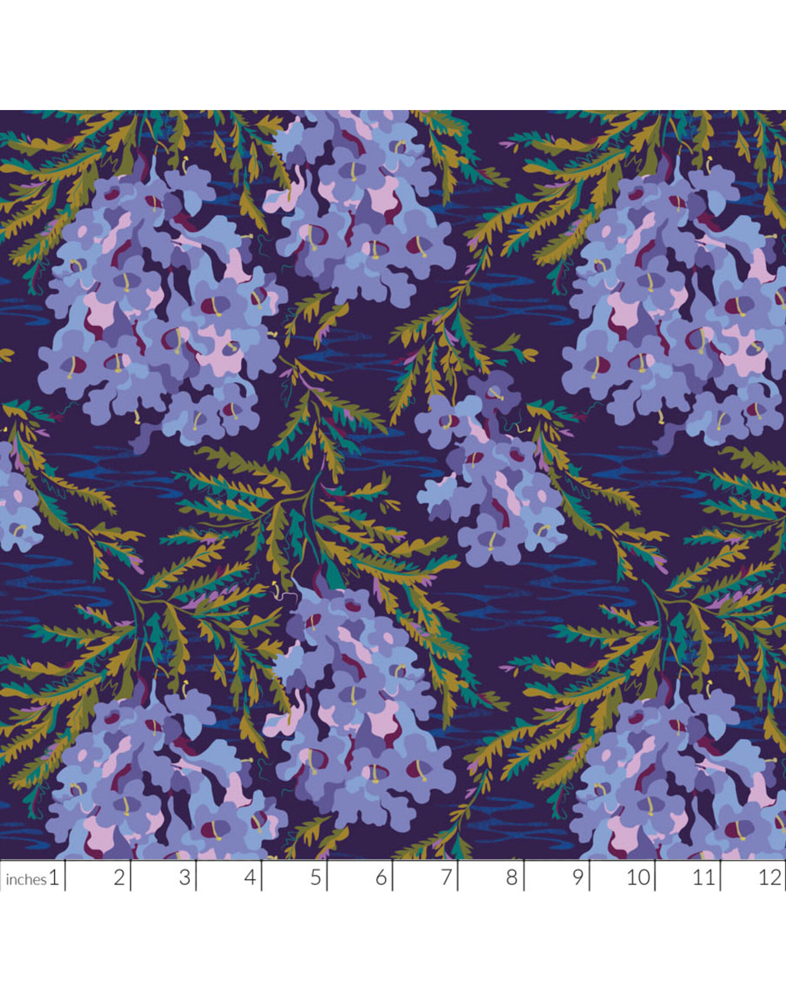 Kathy Doughty Wandering Eye, Jacaranda in Cool, Fabric Half-Yards