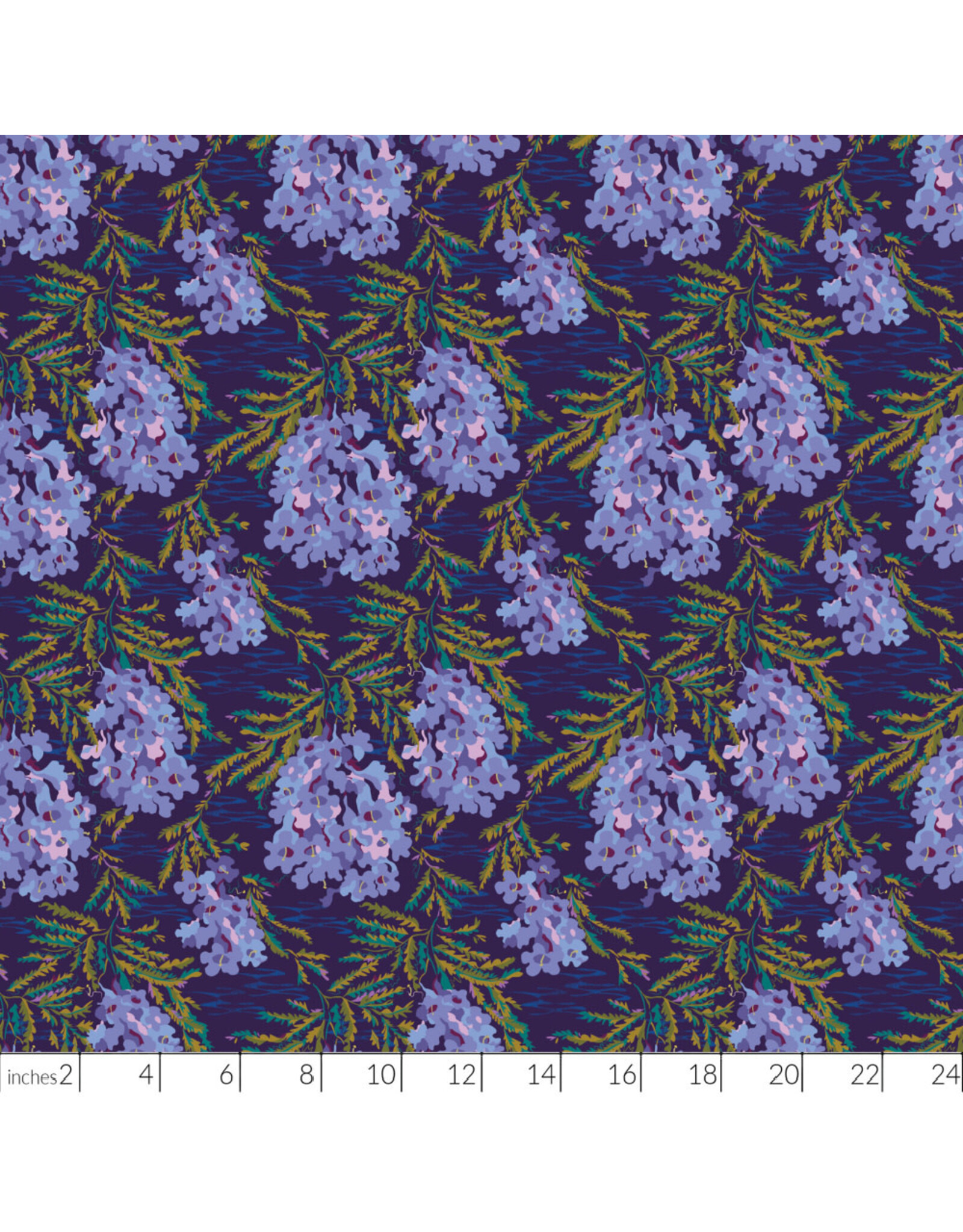 Kathy Doughty Wandering Eye, Jacaranda in Cool, Fabric Half-Yards