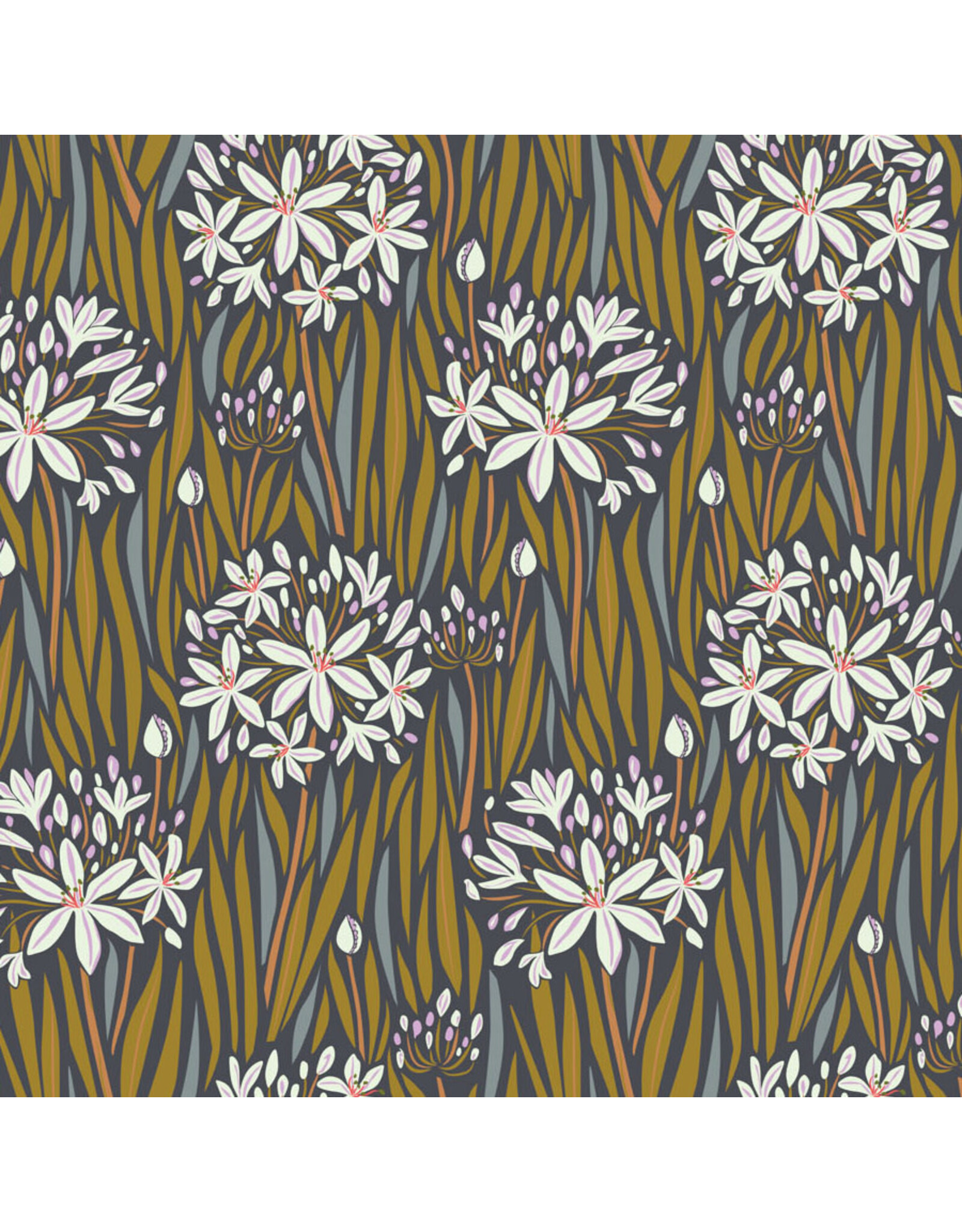 Kathy Doughty Wandering Eye, Agapantha in Neutral, Fabric Half-Yards