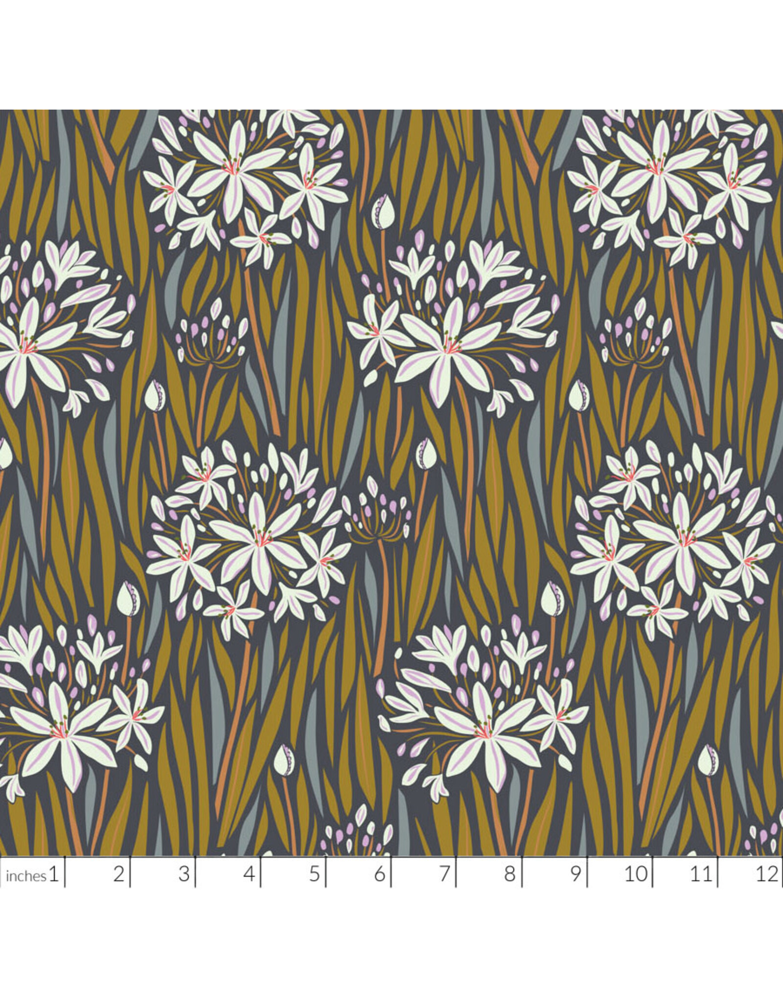 Kathy Doughty Wandering Eye, Agapantha in Neutral, Fabric Half-Yards