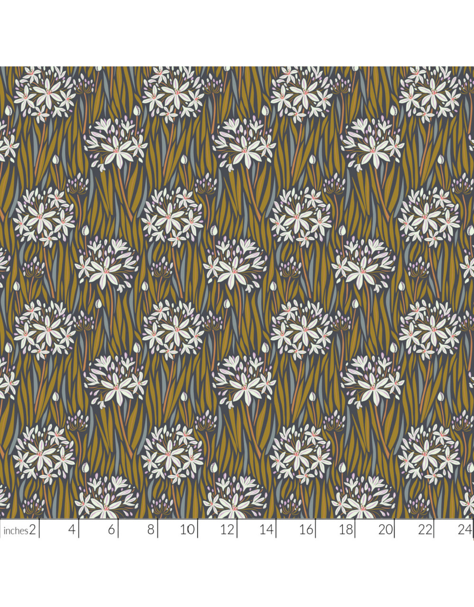 Kathy Doughty Wandering Eye, Agapantha in Neutral, Fabric Half-Yards