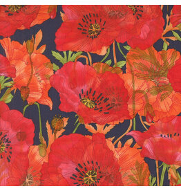 Moda Superbloom,  Poppy in Indigo, Fabric Half-Yards