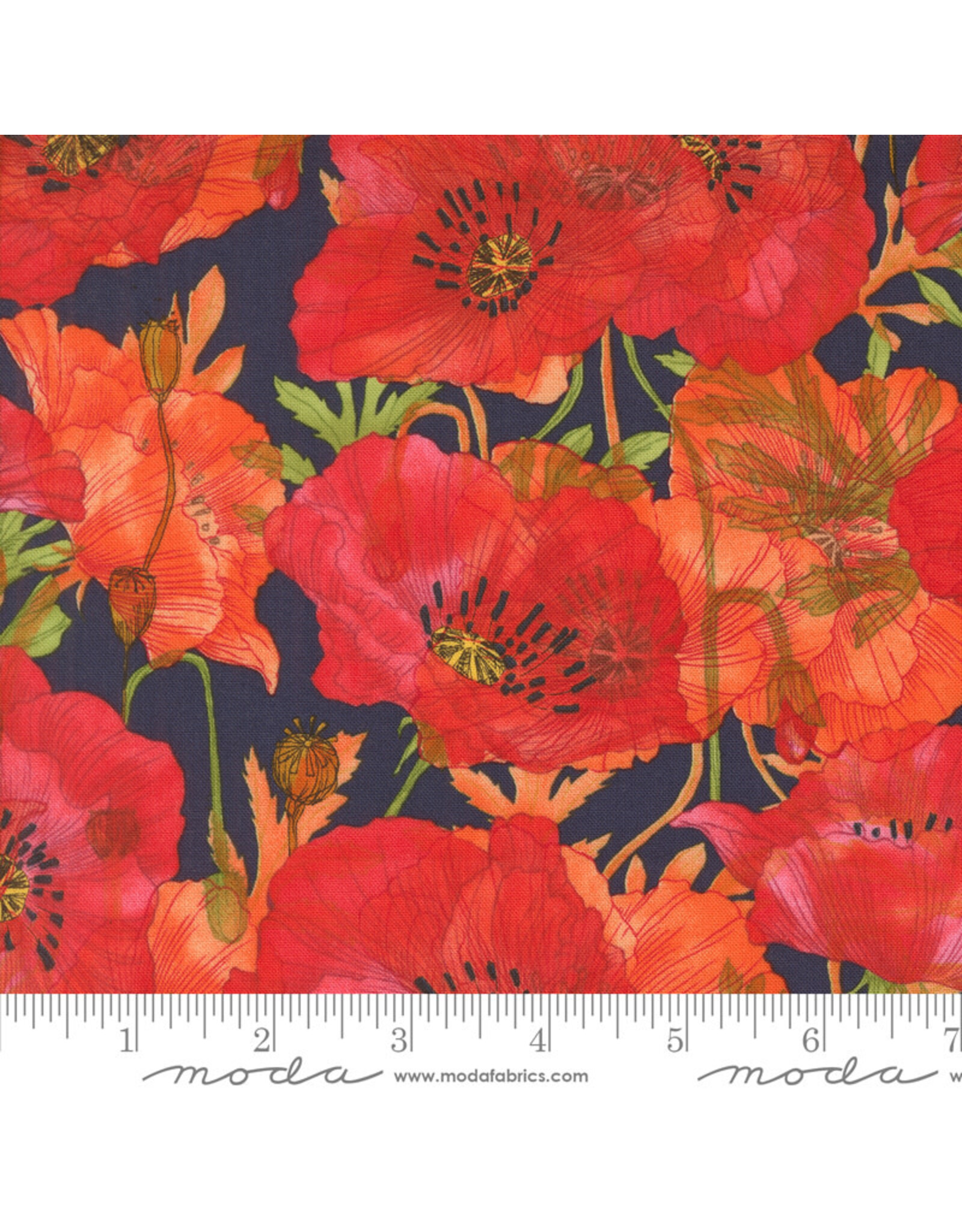 PD's Moda Collection Superbloom, Poppy in Indigo, Dinner Napkin