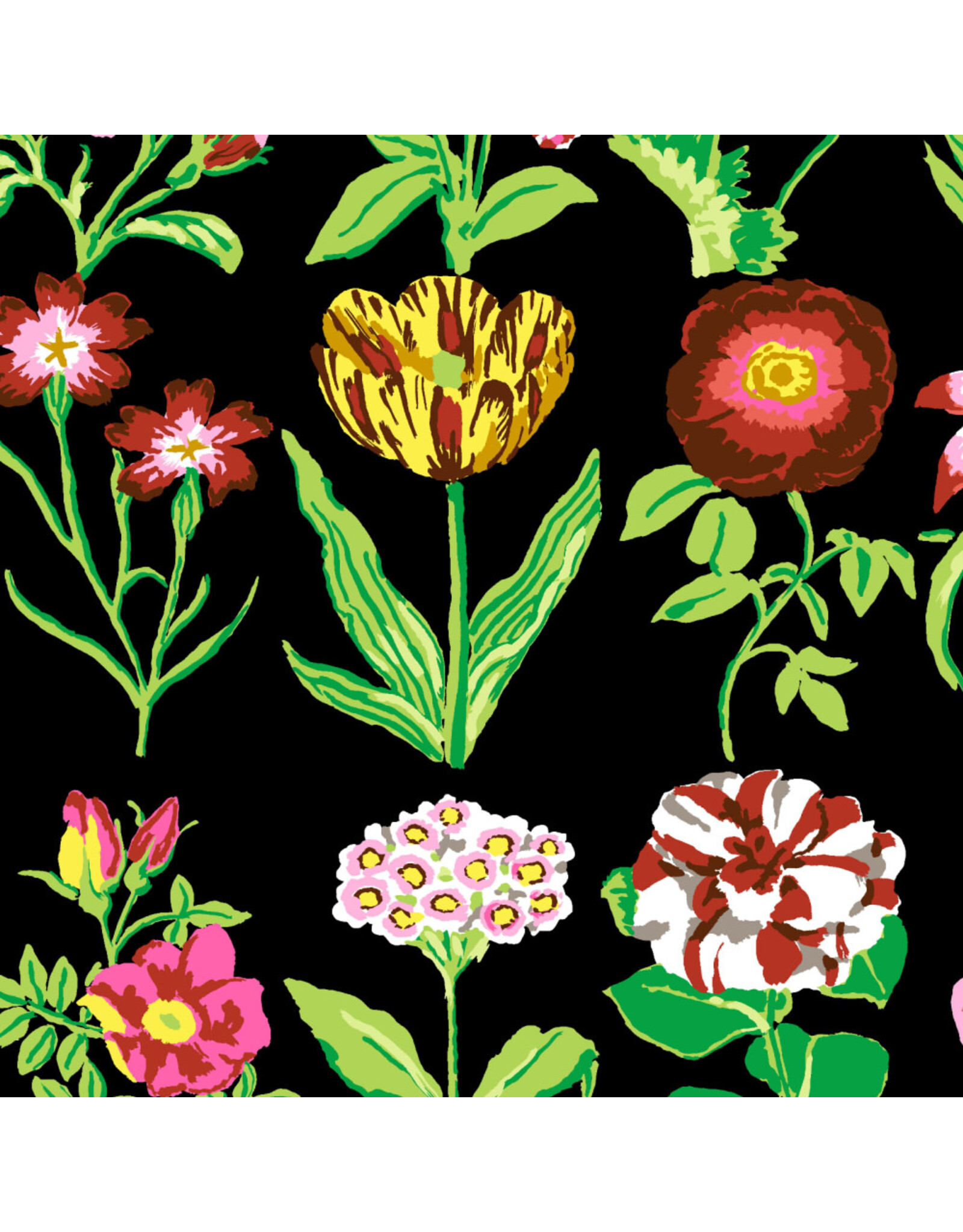 Kaffe Fassett Collective Kaffe Collective 2025, Flower Studies in Black, Fabric Half-Yards