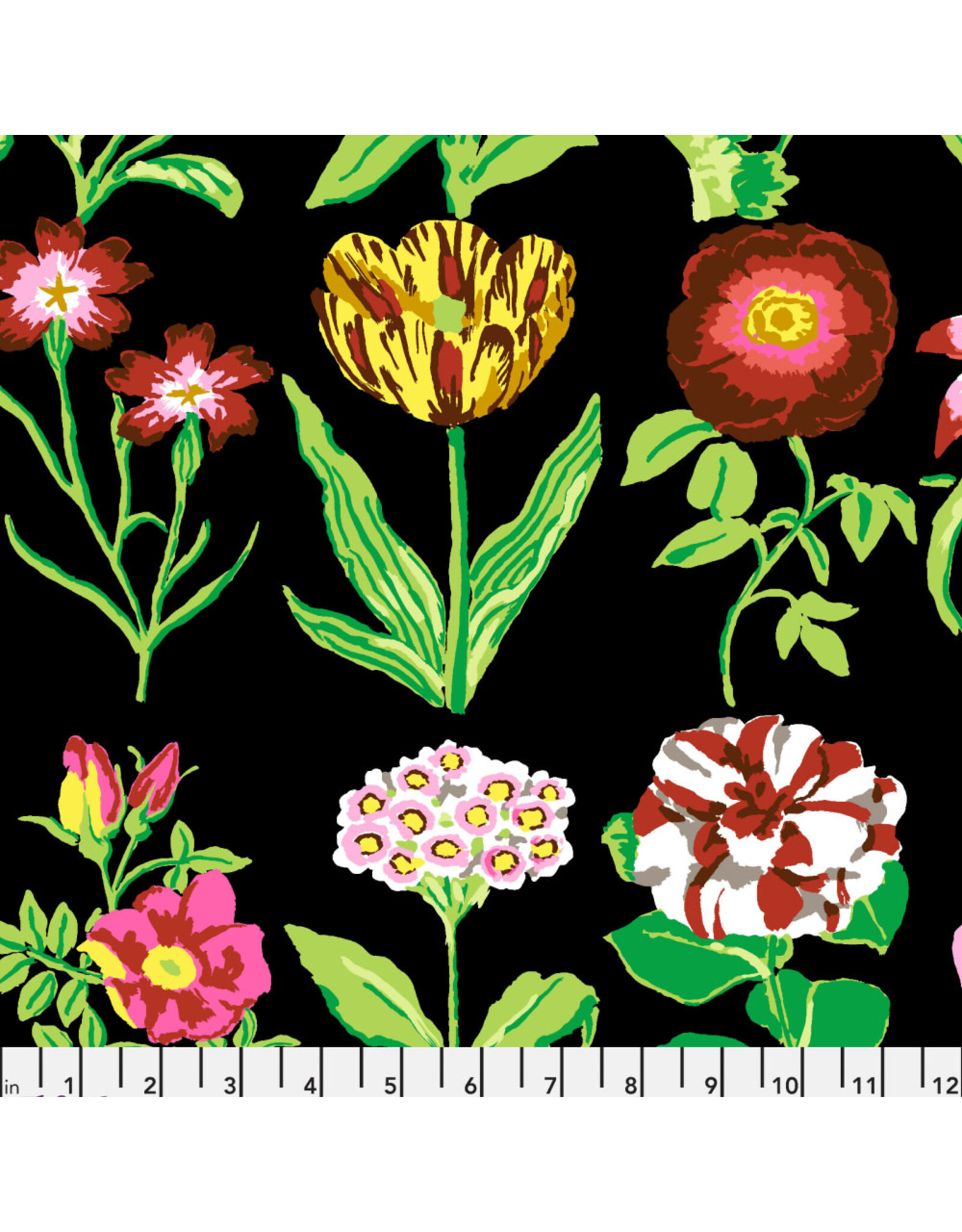 Kaffe Fassett Collective Kaffe Collective 2025, Flower Studies in Black, Fabric Half-Yards