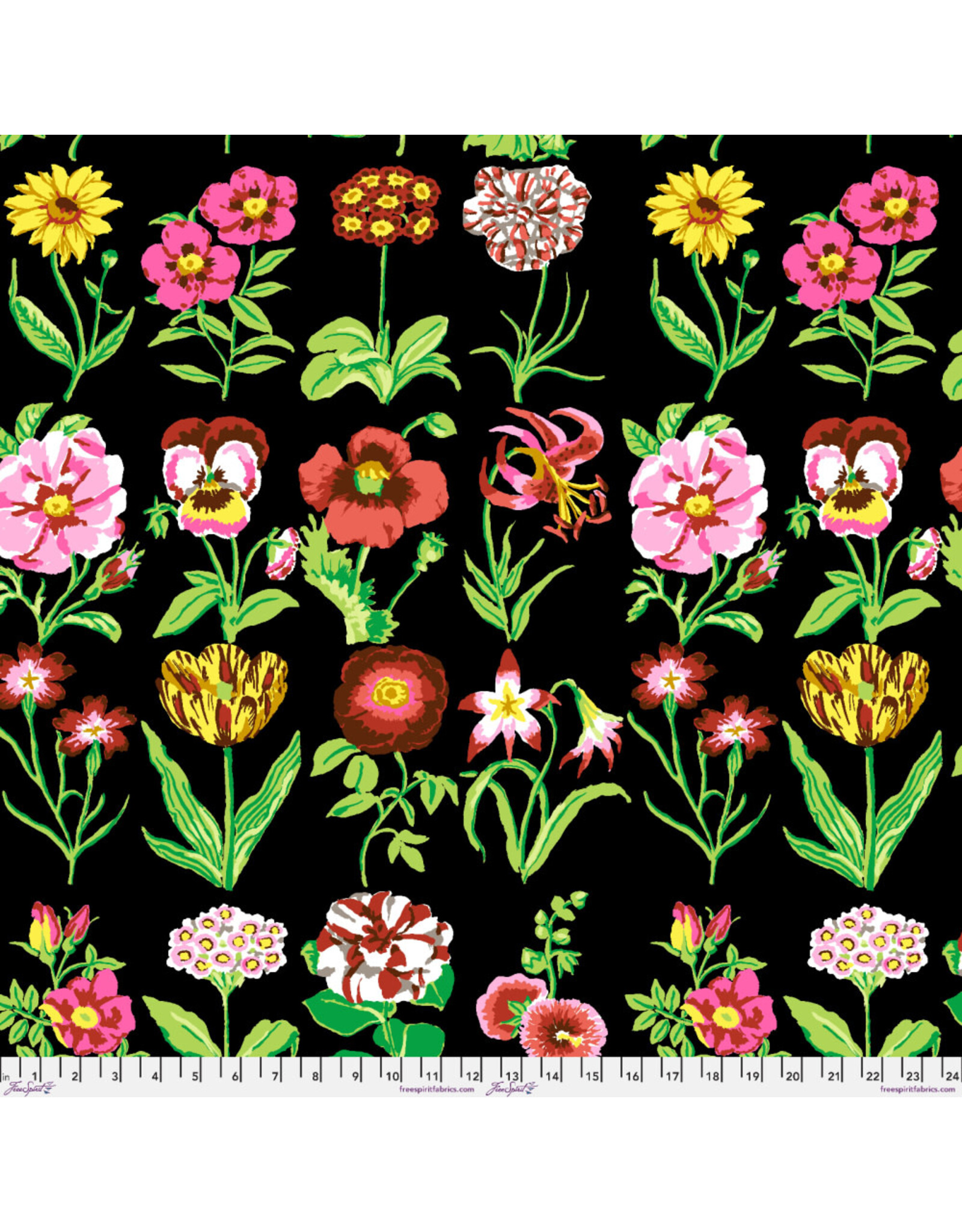Kaffe Fassett Collective Kaffe Collective 2025, Flower Studies in Black, Fabric Half-Yards