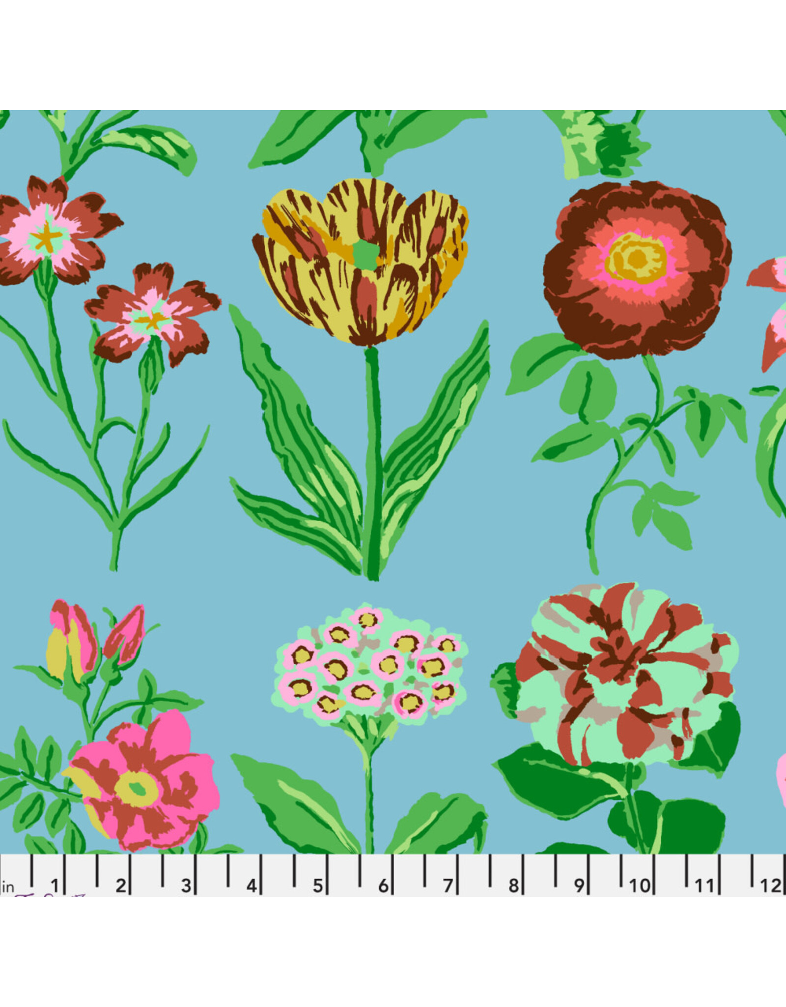 Kaffe Fassett Collective Kaffe Collective, Flower Studies in Blue, Fabric Half-Yards