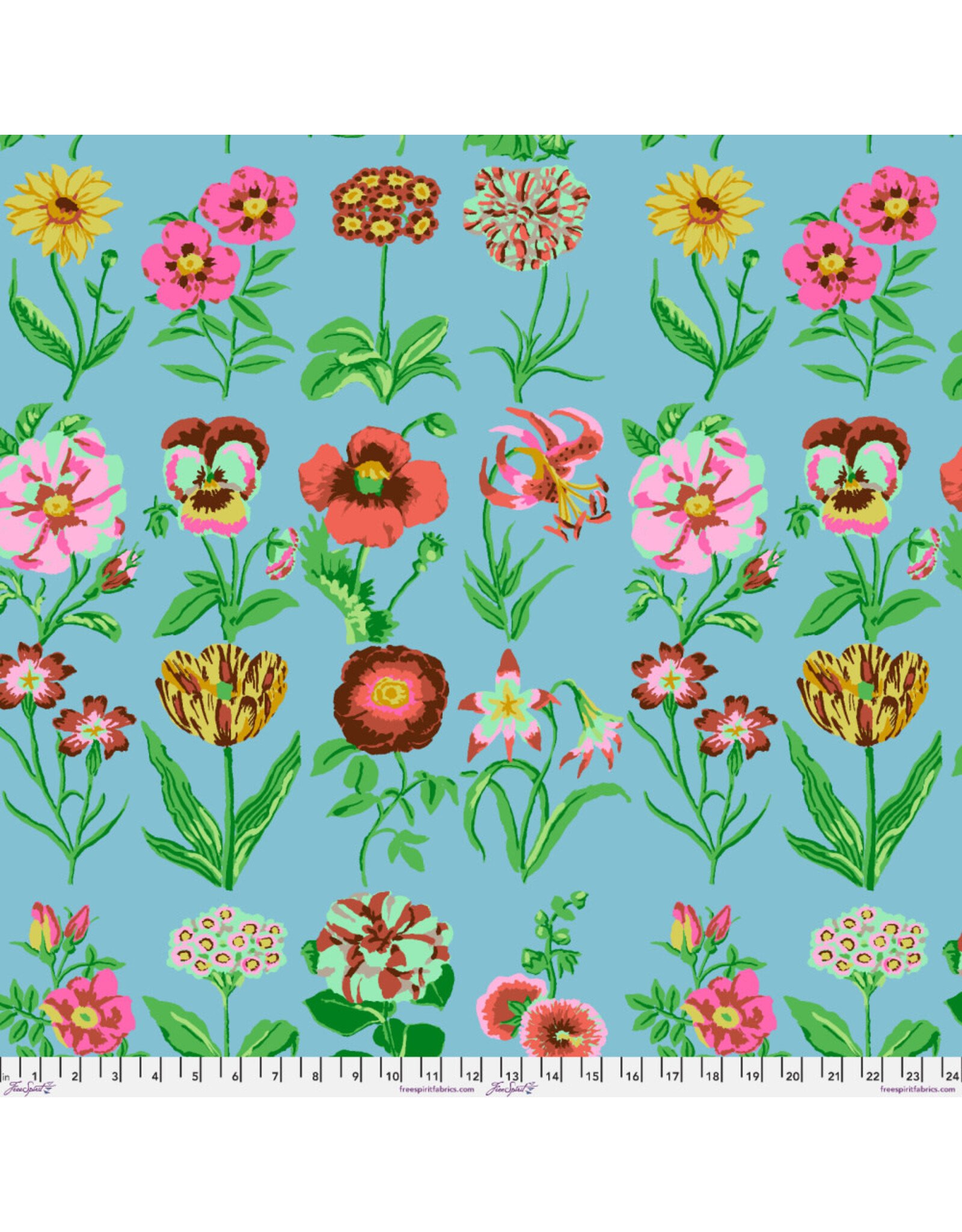 Kaffe Fassett Collective Kaffe Collective 2025, Flower Studies in Blue, Fabric Half-Yards