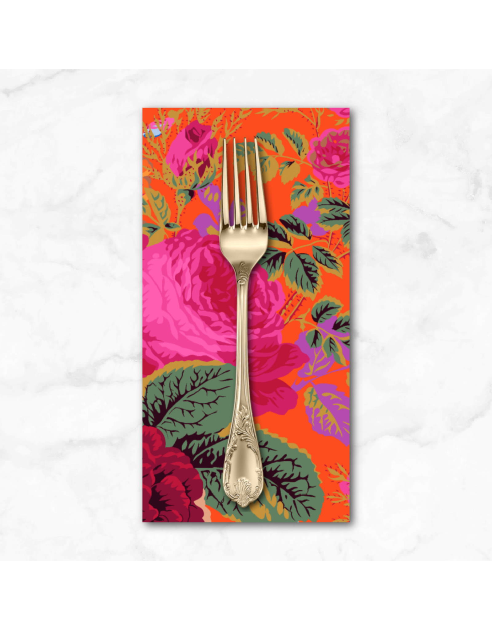 PD's Kaffe Fassett Collection Kaffe Collective 2025, Gradi Floral in Tomato, Dinner Napkin