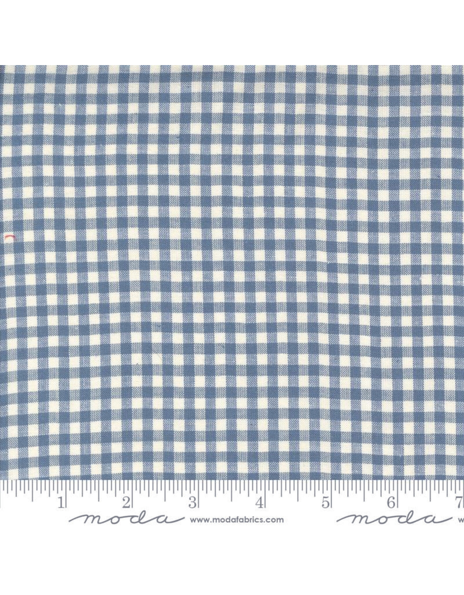 Moda French General Woven Ginghams, Woad Pearl, Lightweight Yarn Dyed Woven, Fabric Half-Yards
