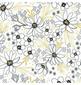 Alli K Design Gilded, Flower Arrangement in Paper with Gold Metallic, Fabric Half-Yards