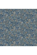 P & B Textiles Lakeside Days, Packed Foliage in Navy,  Fabric Half-Yards