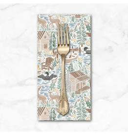 PD's P&B Collection Lakeside Days, Scenic Lake in Ecru, Dinner Napkin