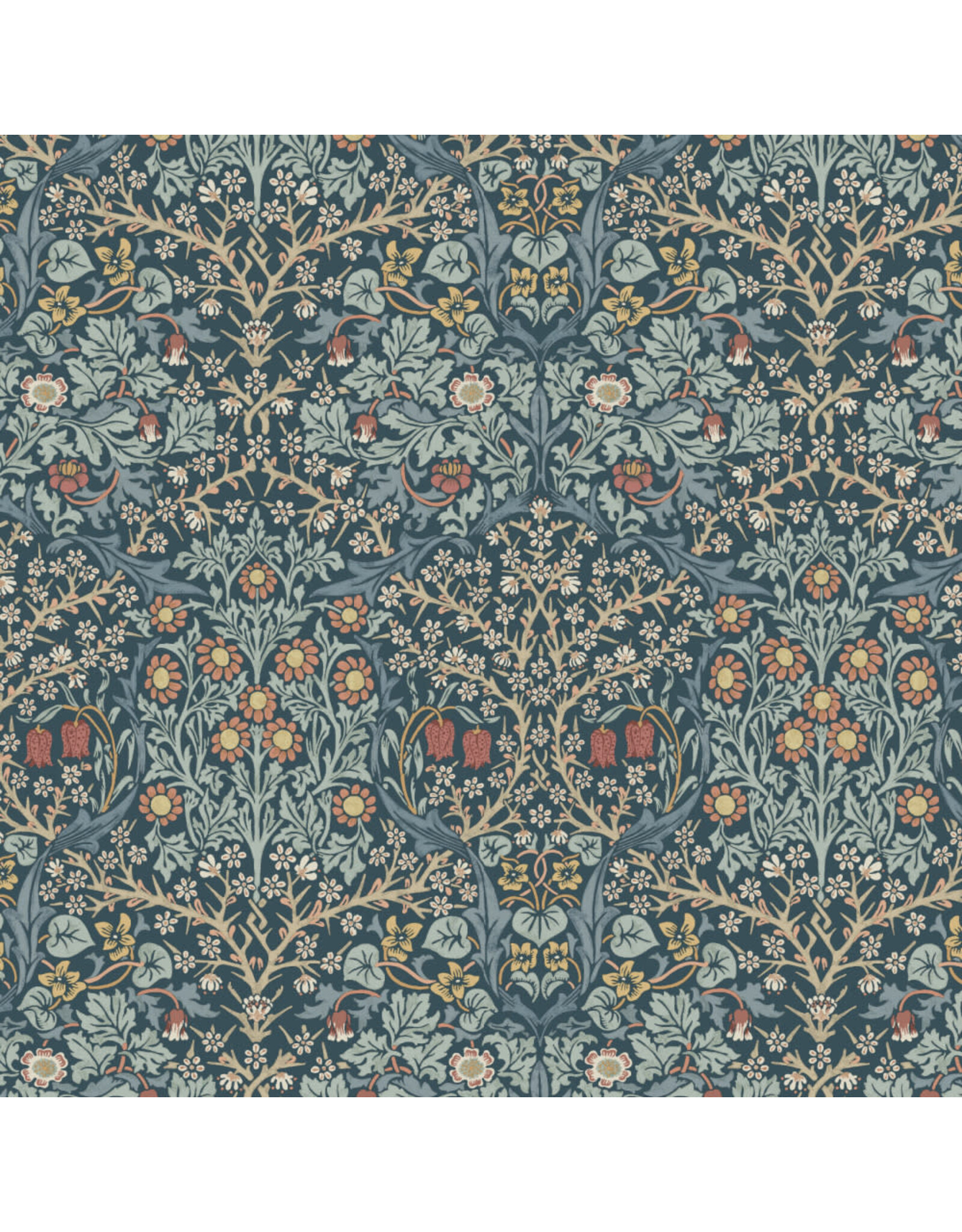 William Morris & Co. Morris & Co., Classics, Blackthorne in Indigo, Fabric Half-Yards