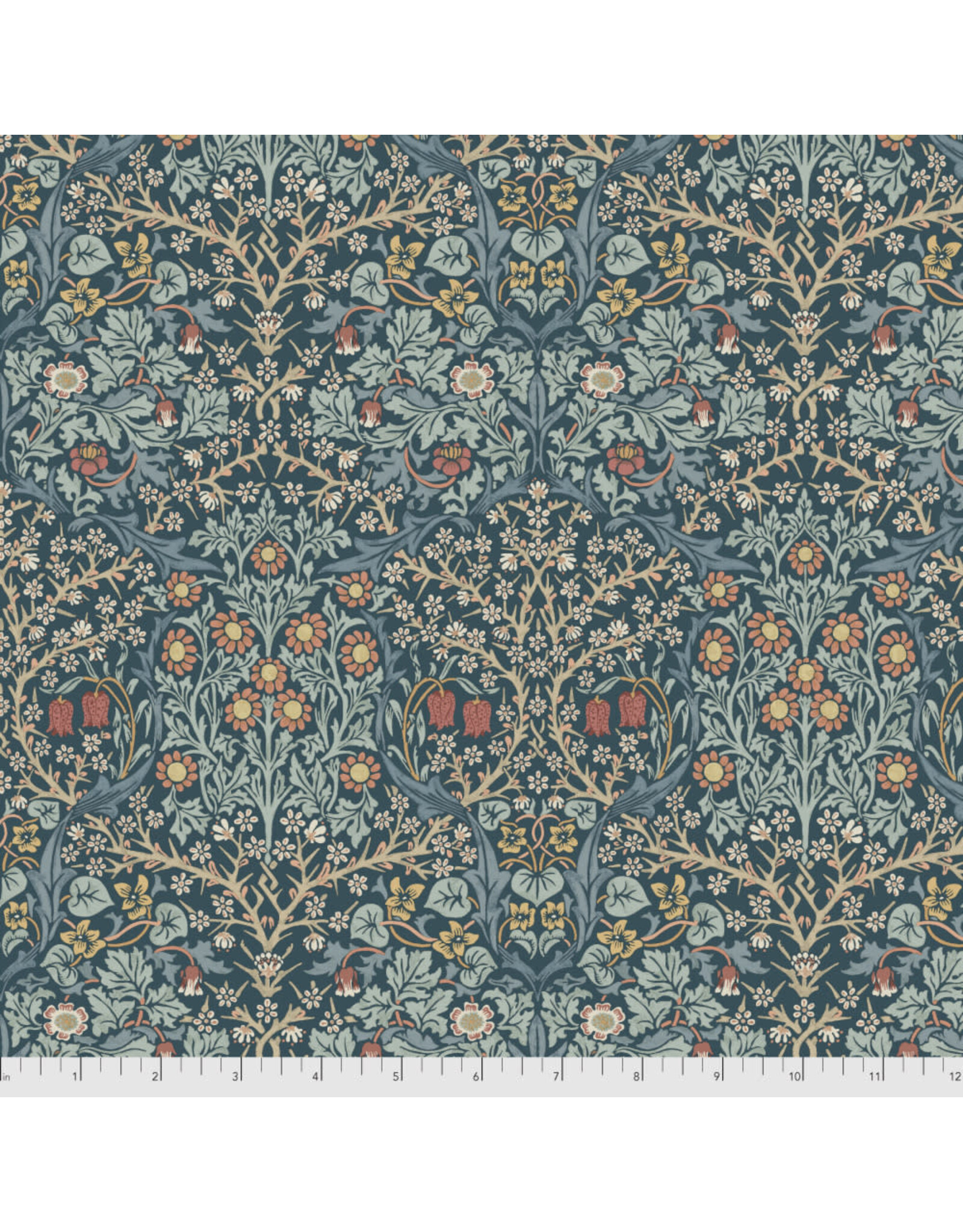 William Morris & Co. Morris & Co., Classics, Blackthorne in Indigo, Fabric Half-Yards