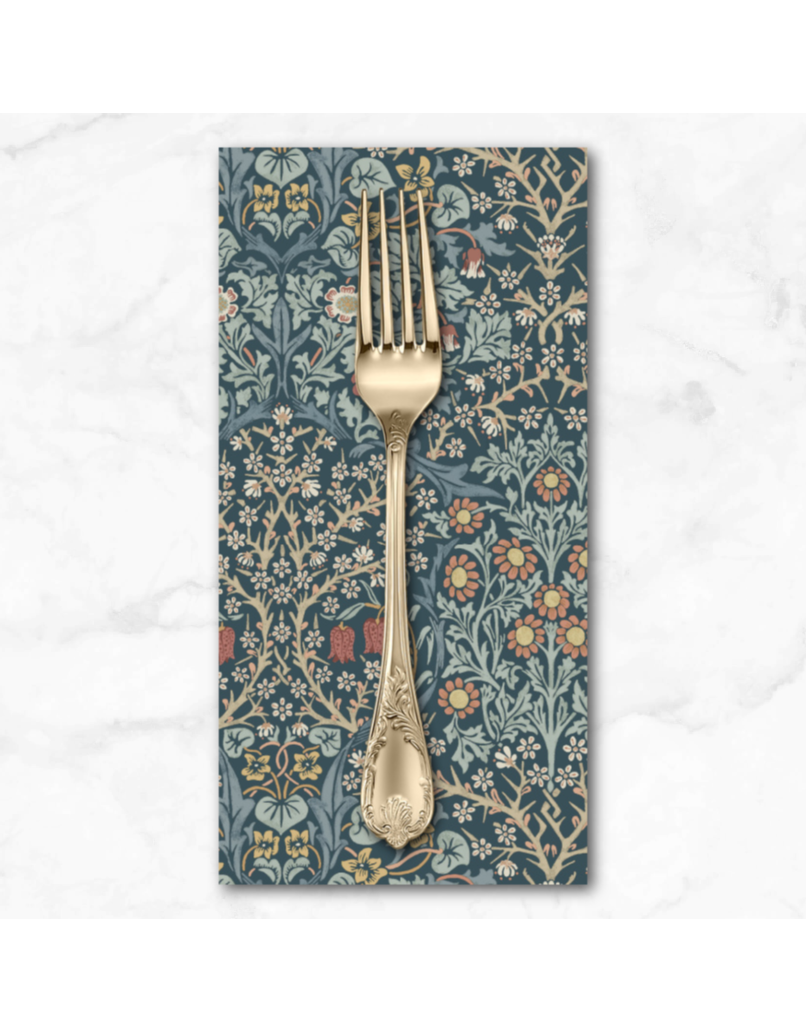 PD's William Morris Collection Morris & Co., Classics, Blackthorn in Indigo, Dinner Napkin