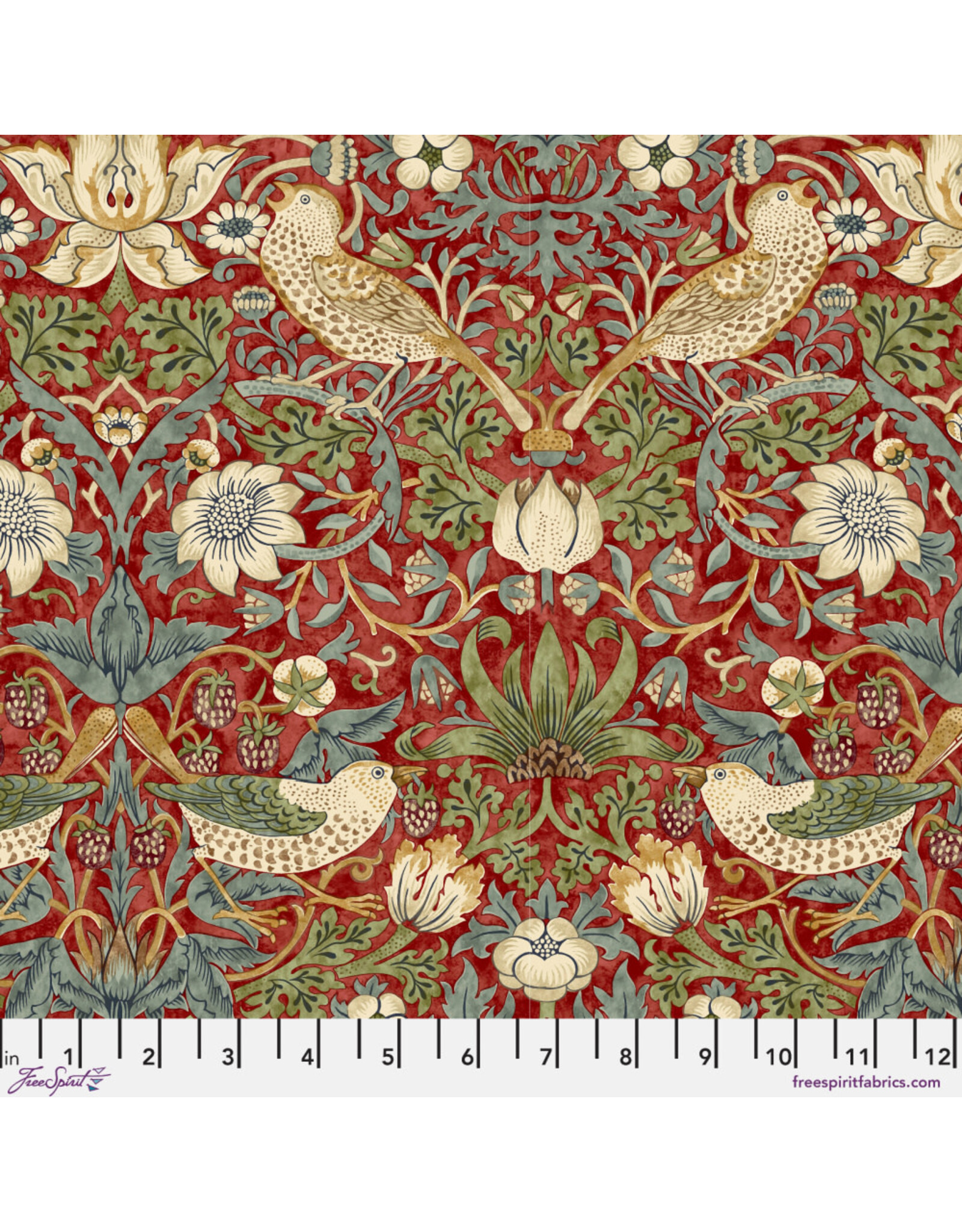 William Morris & Co. Morris & Co, Classics, Strawberry Thief in Red, Fabric Half-Yards