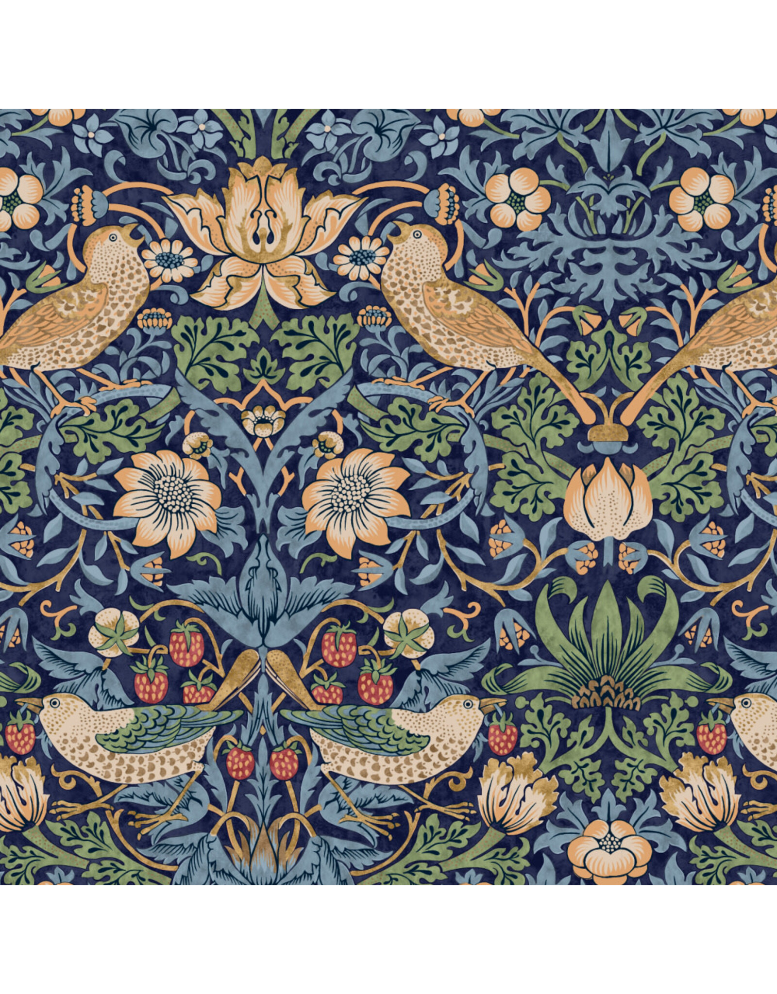 William Morris & Co. Morris & Co, Classics, Strawberry Thief in Navy, Fabric Half-Yards