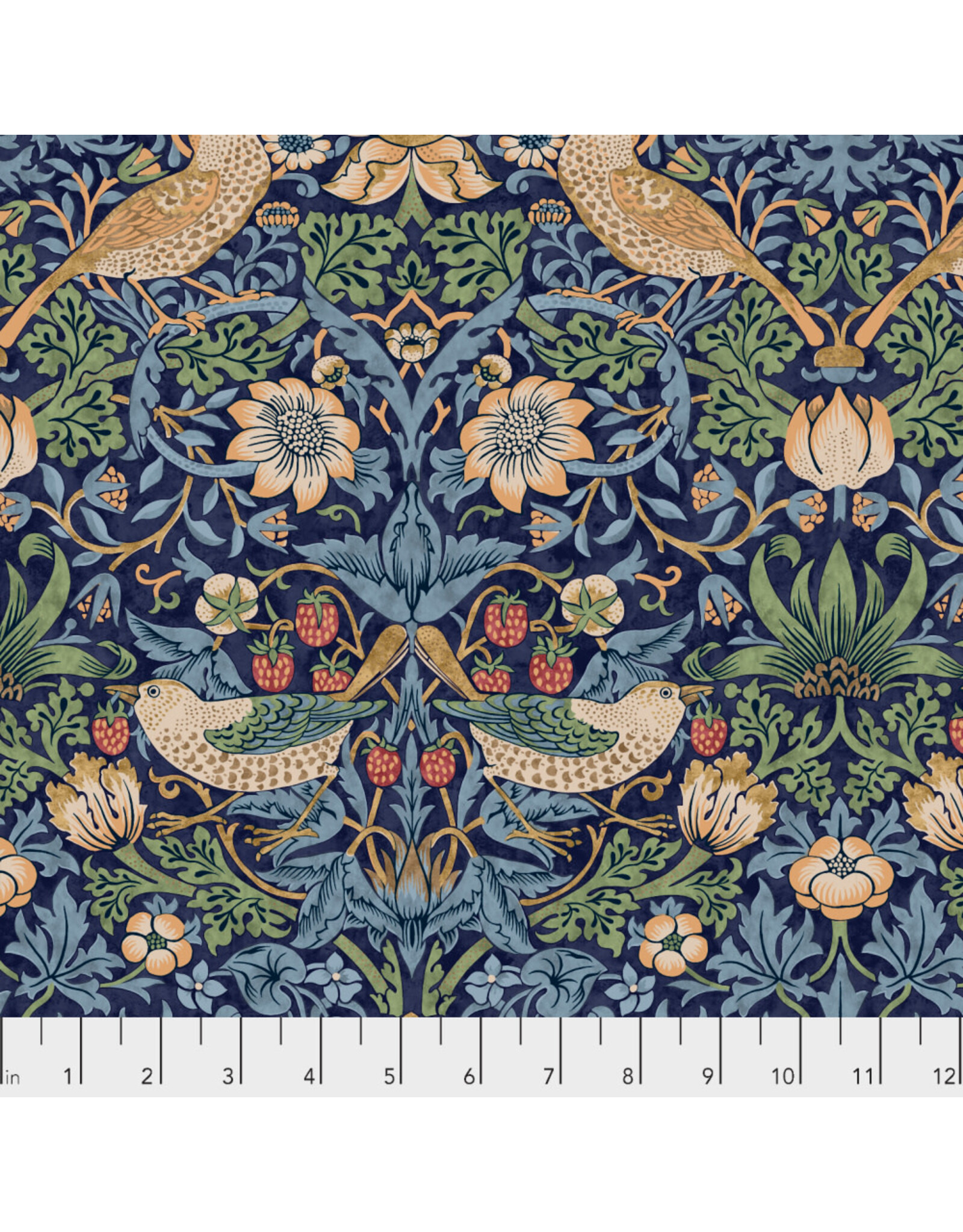 William Morris & Co. Morris & Co, Classics, Strawberry Thief in Navy, Fabric Half-Yards