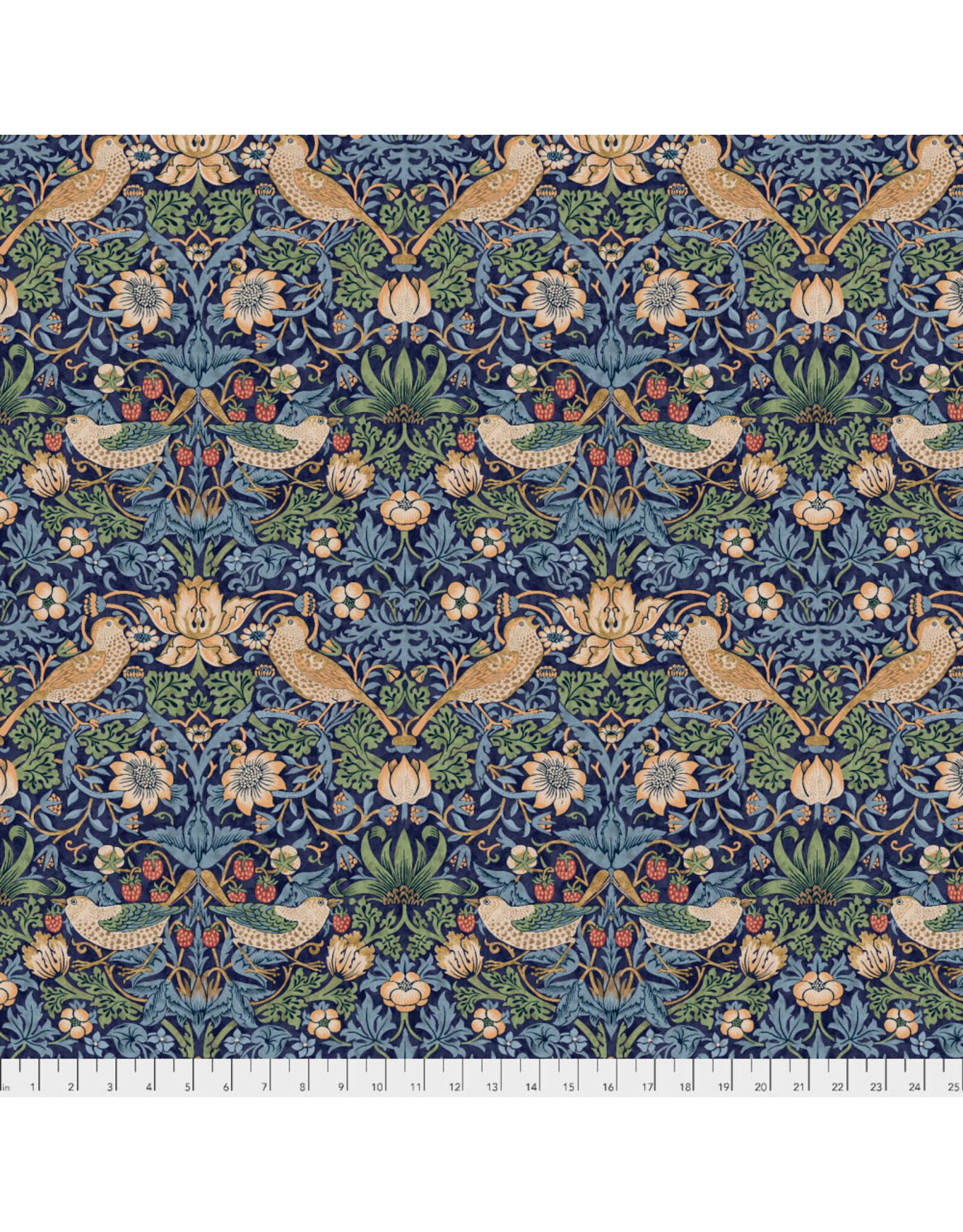 William Morris & Co. Morris & Co, Classics, Strawberry Thief in Navy, Fabric Half-Yards