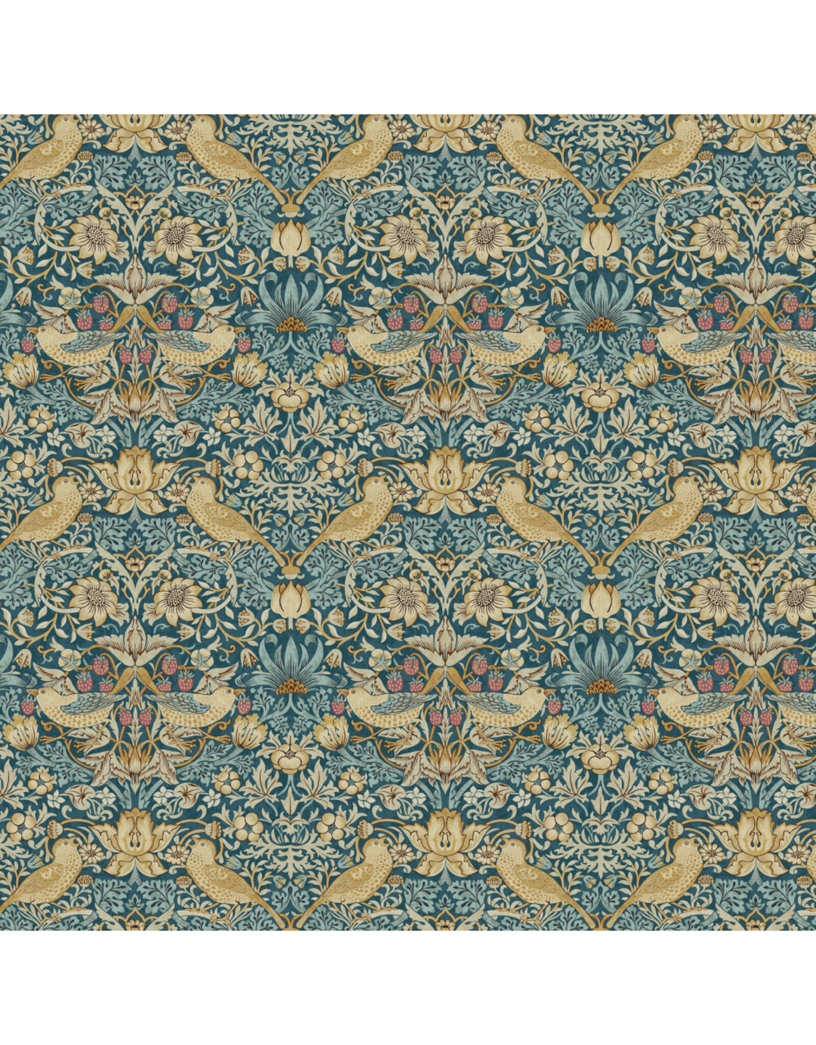 William Morris & Co. Morris & Co, Classics, Mini Strawberry Thief in Teal, Fabric Half-Yards