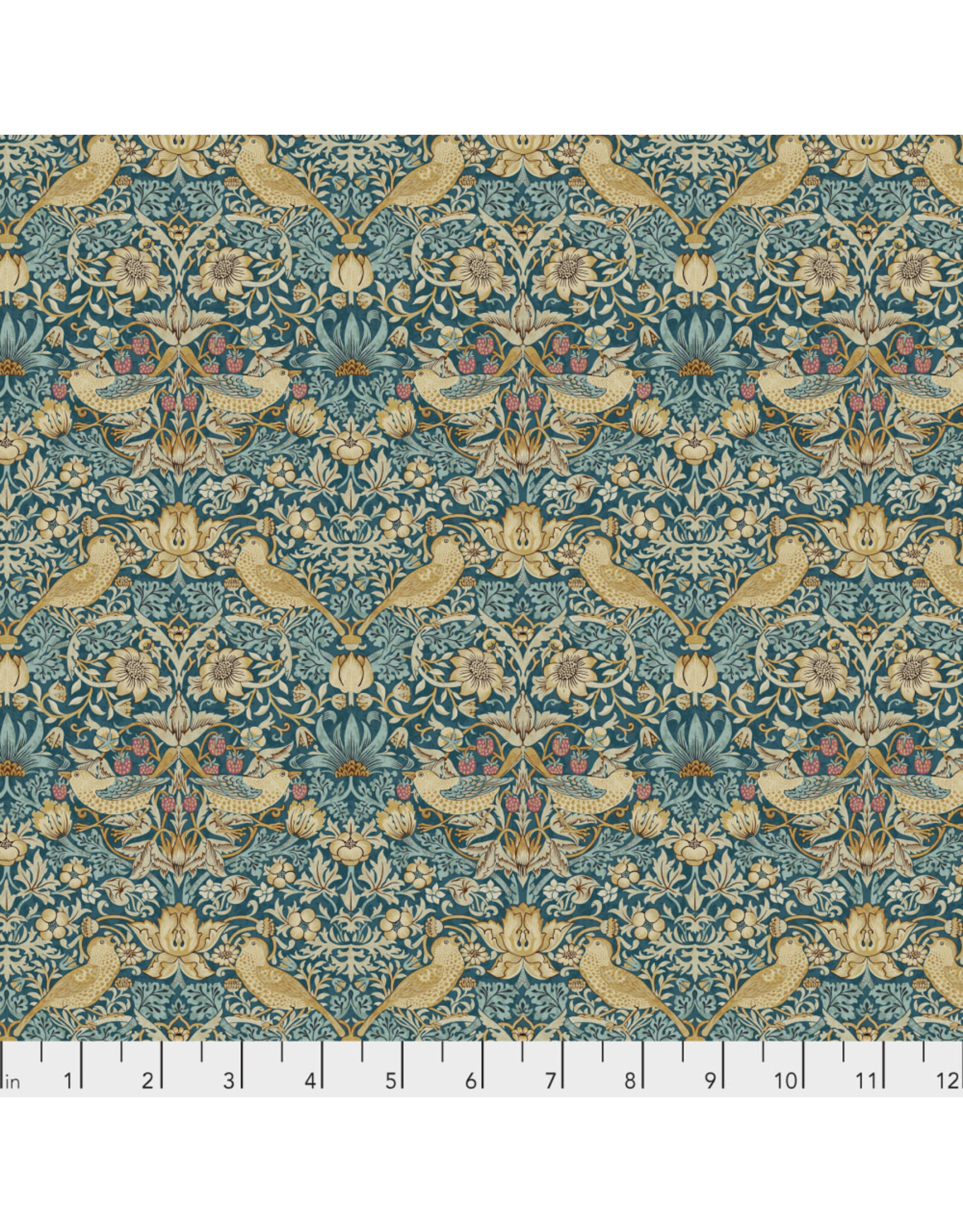 William Morris & Co. Morris & Co, Classics, Mini Strawberry Thief in Teal, Fabric Half-Yards