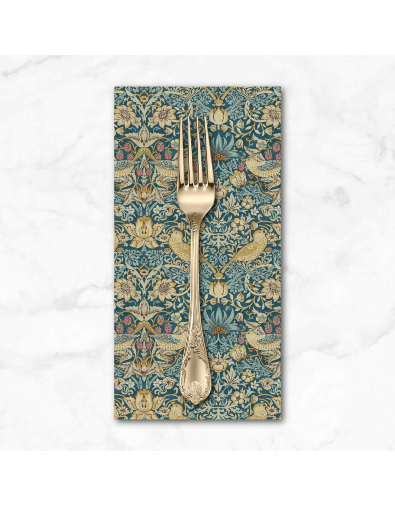 PD's William Morris Collection Morris & Co, Classics, Mini Strawberry Thief in Teal, Dinner Napkin