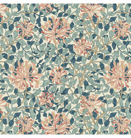 William Morris & Co. Morris & Co, Classics, Honeysuckle in Aqua, Fabric Half-Yards